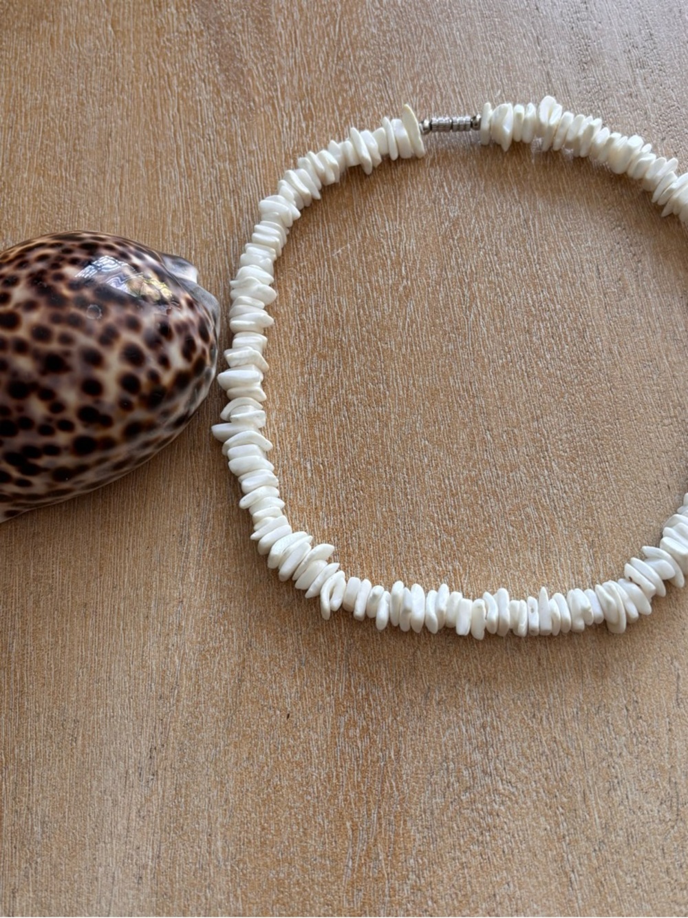 White Shell Chip Necklace - Classic Beach Style 16 inches